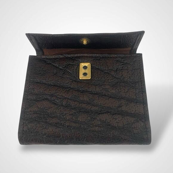 Justin Rhino Water Buffalo Key Holder Wallet Brown Leather Vintage Handmade - Picture 3 of 12